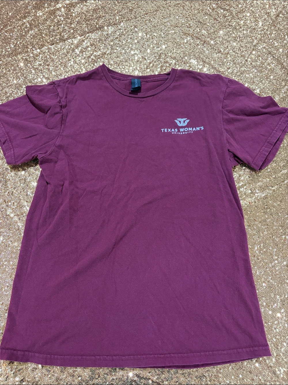 Women’s Short Sleeve T‑Shirt in Burgundy, Texas Woman’s University Logo